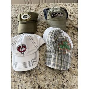 Caps Lot Of 4. Green Bay Packers, Twins Cabela's Shamrock. 4581
